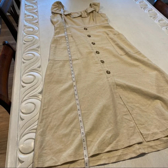 Lush Midi Tank Ruffle Dress Button Pockets - Picture 8 of 9